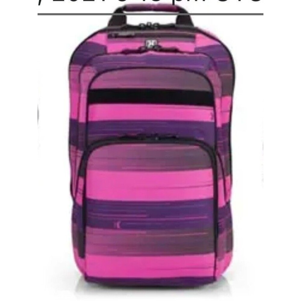 Hurley Copy Backpack Pink Striped Exclusive Compartment Laptop Casual Bag